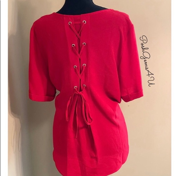 PRELOVED ✨ Sweet Rain Red Blouse - Picture 2 of 4